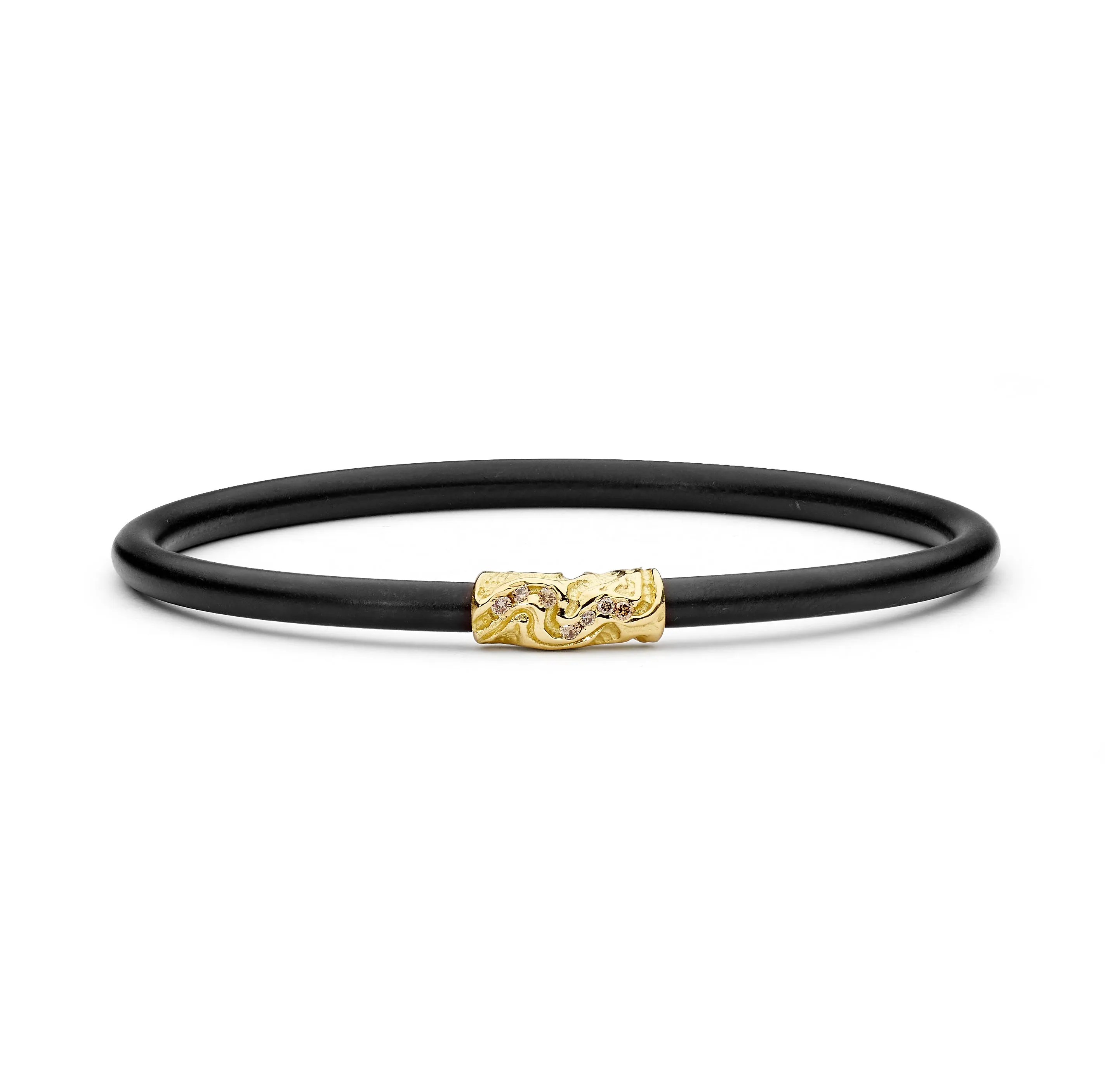 Yellow Gold Neoprene Diamond Bangle