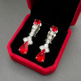 【フランス輸入】ヴィンテージ レッド クリア ビジュー イヤリング/Vintage Red Clear Bijou Clip On Earrings